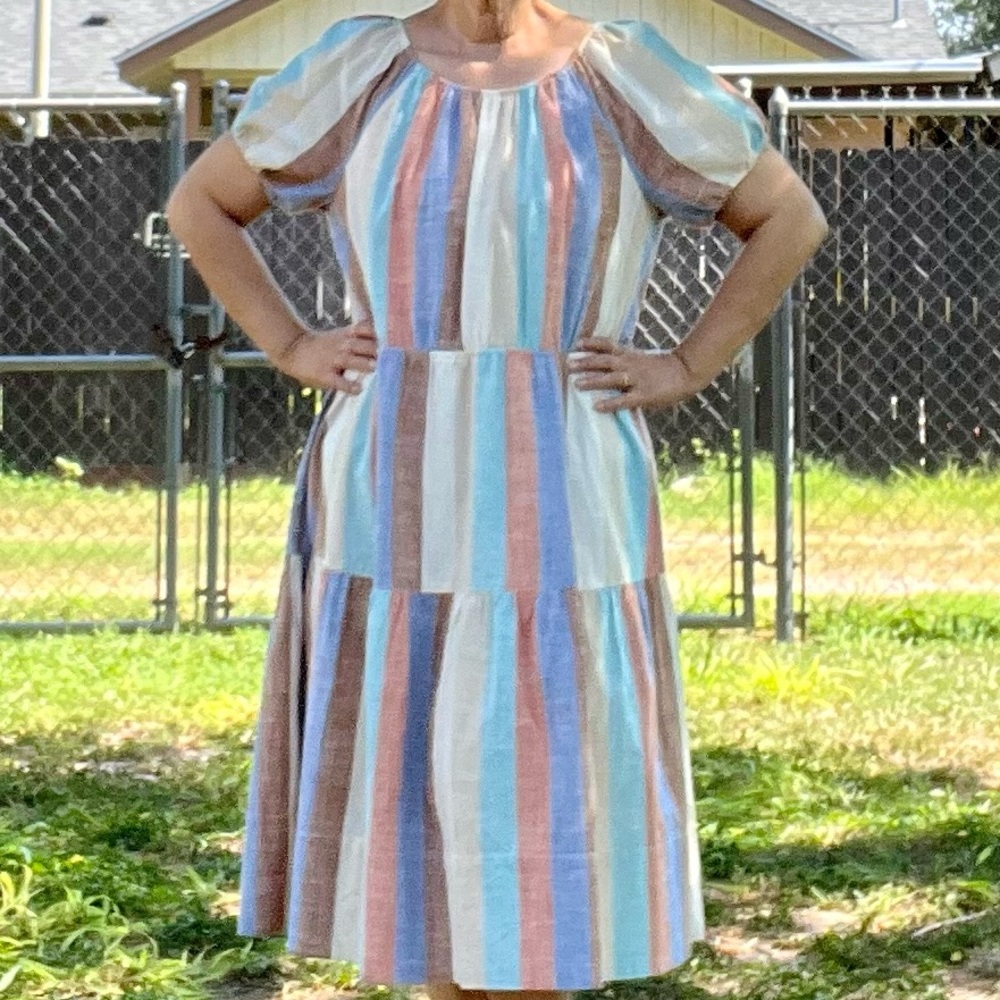 Cotton Dress Tiered Size L